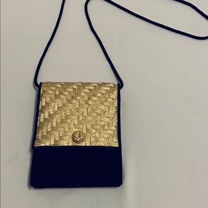 Carolyne Barton Gold Woven & Velvet Bag